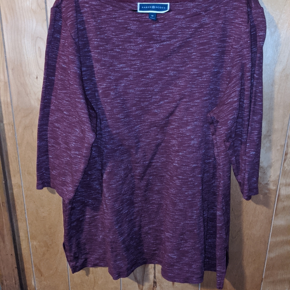 Maroon Karen Scott 3/4 sleeve too